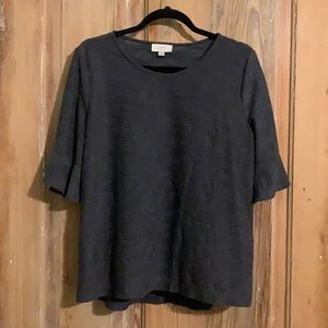 LOFT wavy textured top with flutter sleeve